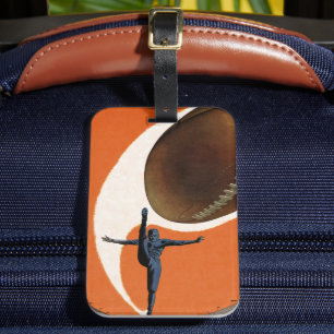 Etiqueta De Bagagem Esportes de Vintage, Jogador de Futebol batendo a