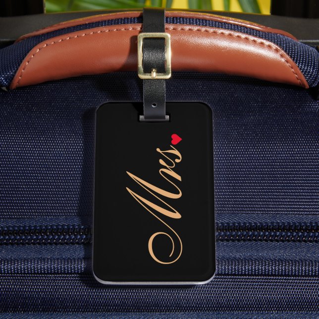 Etiqueta De Bagagem Esposa Noiva Casamento Casal Chic Elegante Viagem (Frente Insitu 2)