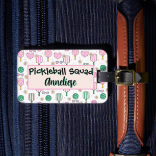 Etiqueta De Bagagem Esquadra Personalizada de Pickleball Aquarela