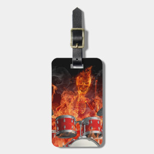Etiqueta De Bagagem Esqueleto flamejante no Tag fácil do saco da