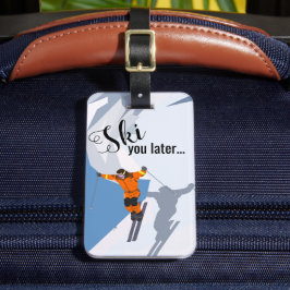 Etiqueta De Bagagem Esqui Engraçado | Esportes de inverno de Viagem Sk