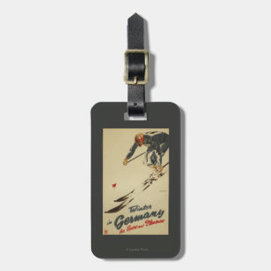 Etiqueta De Bagagem Esquiador em declive - Promo do esporte e do