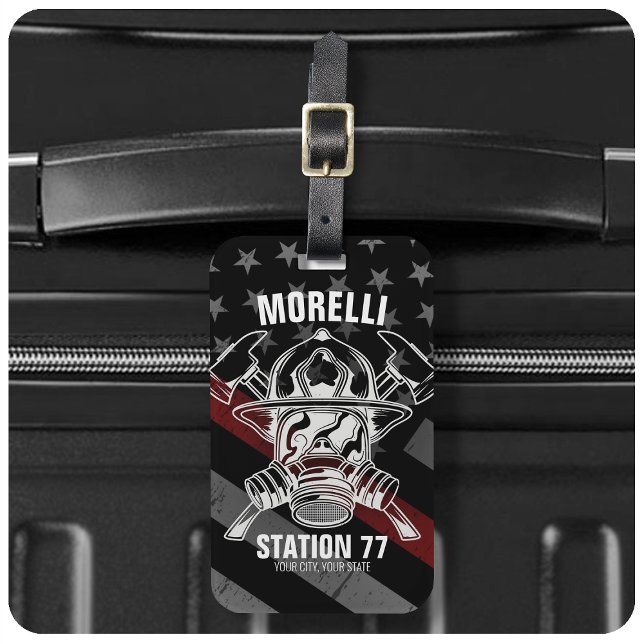 Etiqueta De Bagagem Estação de Bombeiros do NOME Personalizado (Criador carregado)