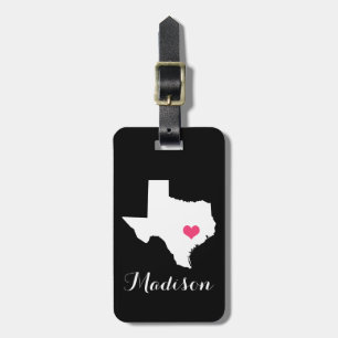 Etiqueta De Bagagem Estado de origem preto e cor-de-rosa personalizado