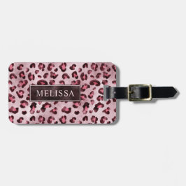 Etiqueta De Bagagem Estampa Animal Leopardo Rosa Com Folha Falsa E Nom