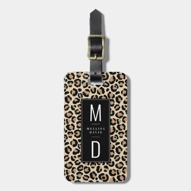 Etiqueta de bagagem estampa de leopardo (Frente Vertical)