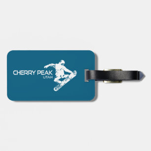 Etiqueta De Bagagem Estância de Esqui Cherry Peak Utah Snowboarder