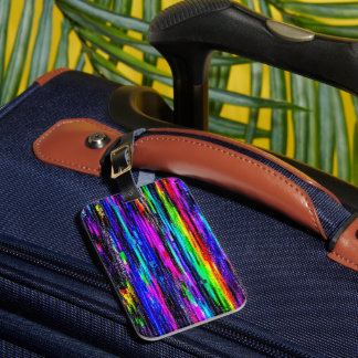 Etiqueta de Bagagem Estática Neon Glitch