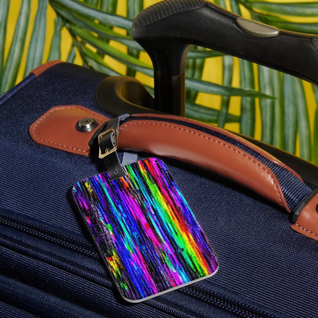 Etiqueta de Bagagem Estática Neon Glitch (Frente Insitu 1)