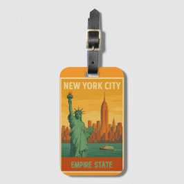 Etiqueta De Bagagem Estátua da Liberdade e Empire State Retro de NYC