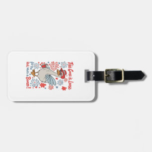 Etiqueta De Bagagem Este ganso é solto para o vermelho, branco e beze