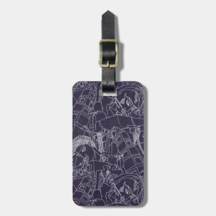 Etiqueta De Bagagem Estética Art Déco Romana SPQR Roxo Escuro Arte