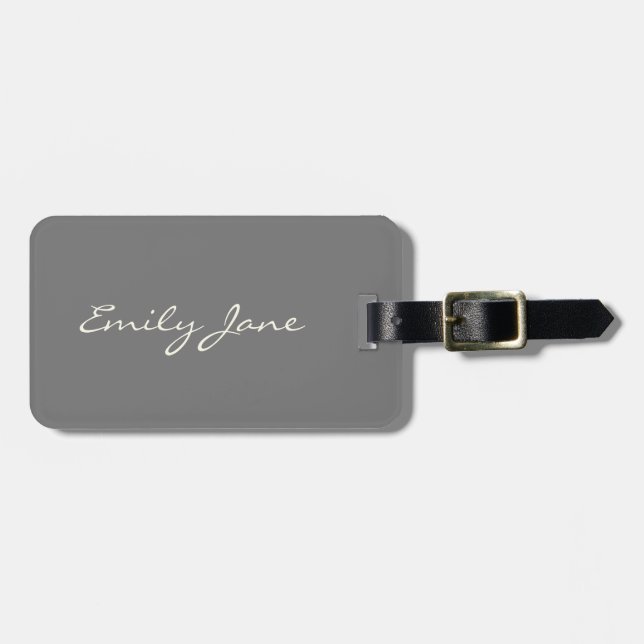 Etiqueta De Bagagem Estética Minimalista de Roteiro Preto e Branco Per (Frente Horizontal)