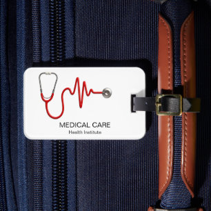 Etiqueta De Bagagem Estetoscópio ECG Wave EKG Linha de pulsação Médica