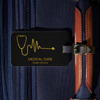 Etiqueta De Bagagem Estetoscópio Médico de Luxo ECG Onda EKG Linha Dou