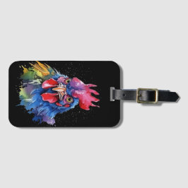 Etiqueta De Bagagem Estilo de Aquarela de Galinha do País Rooster