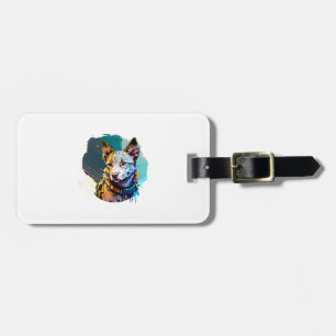 Etiqueta De Bagagem Estilo de Arte em Tinta Retrato de Cachorro