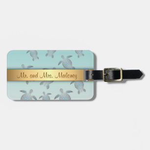 Etiqueta De Bagagem Estilo de Praia das Tartarugas Prateadas