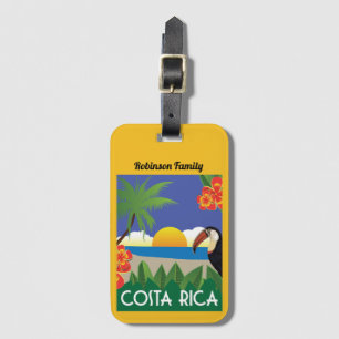 Etiqueta De Bagagem Estilo de viagens vintage Costa Rica com nome