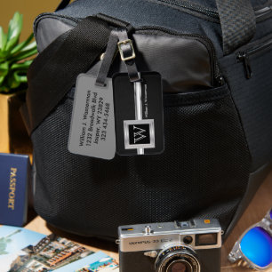 Etiqueta De Bagagem Estilo Executivo do Monograma Masculino - Couro Pr