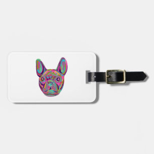 Etiqueta De Bagagem Estilo francês Bulldog Frenchie head Pop art