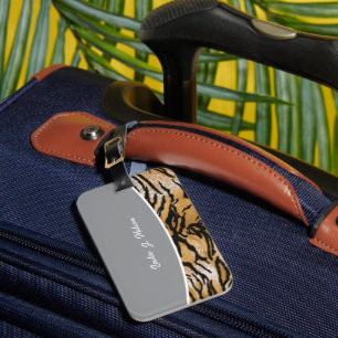 Etiqueta De Bagagem Estilo Impresso de Tigre Leopardo