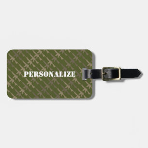 Etiqueta De Bagagem Estilo Militar Gun Camouflage Rifle Exército Verde