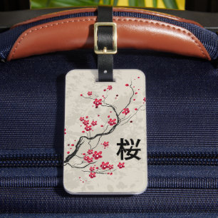 Etiqueta De Bagagem Estilo Oriental Sakura Cherry Blossom Art