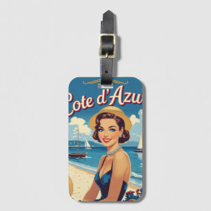 Etiqueta De Bagagem Estilo Vintage Cote D'Azur Beach Girl