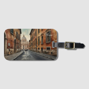 Etiqueta De Bagagem Estilo Vintage Roma Viagem Italiana Aquarela