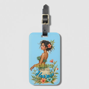 Etiqueta De Bagagem Estilo Vintage Viagem Honolulu Hula Girl Havaiana