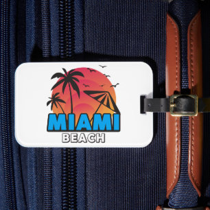 Etiqueta De Bagagem Estiloso Retro Viagem à Praia de Miami
