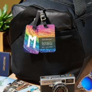 Etiqueta De Bagagem Estimulações Moldadas do Orgulho gay Rainbow Luxe 
