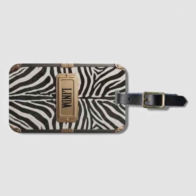 Etiqueta De Bagagem Estojo zebra (Frente Horizontal)