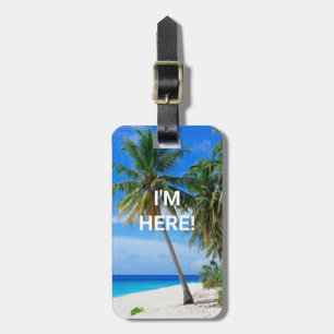 Etiqueta De Bagagem ESTOU AQUI! Palmas da Praia de Areia Branca, Infor