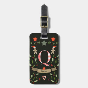 Etiqueta De Bagagem Estou viajando para o monograma de Natal "Q" com n