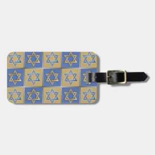 Etiqueta De Bagagem Estrela de Davi Judaica Metal Dourado Azul