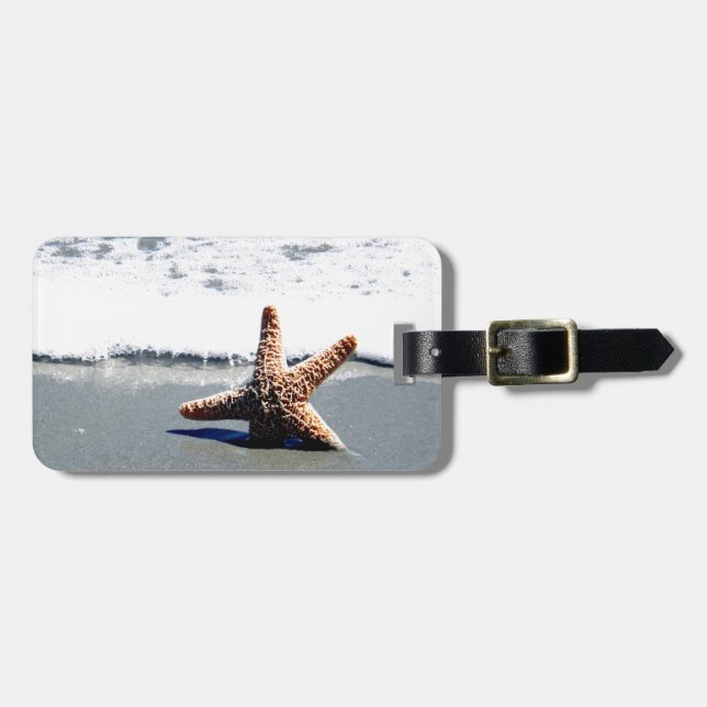 Etiqueta De Bagagem Estrela do mar no surf (Frente Horizontal)