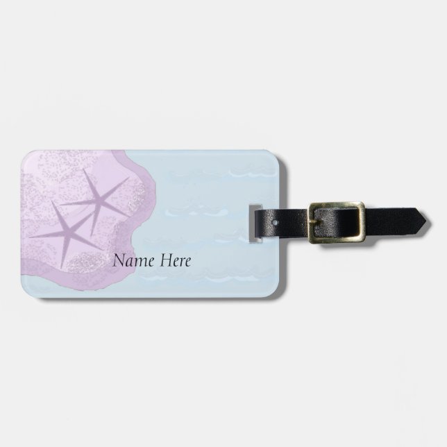 Etiqueta De Bagagem Estrela-do-mar Pastel e Oceano (Frente Horizontal)