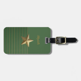 Etiqueta De Bagagem Estrela Dourada em Verde