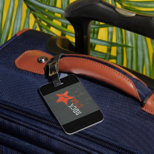 Etiqueta De Bagagem Estrela Vermelha de Rock Star Distress Grunge