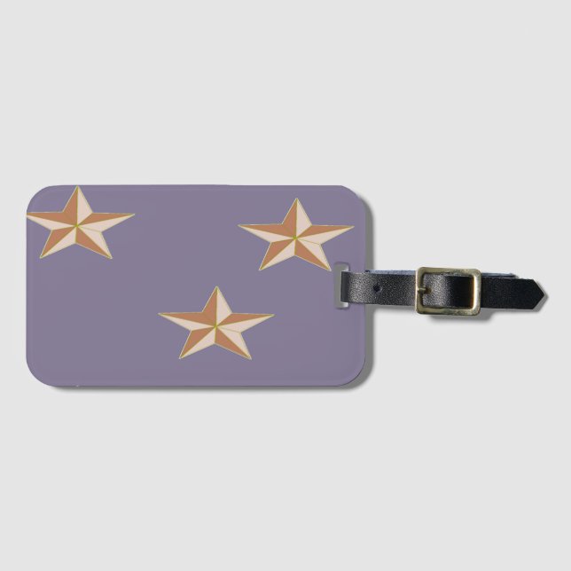 Etiqueta De Bagagem estrelas castanhas em roxo (Frente Horizontal)