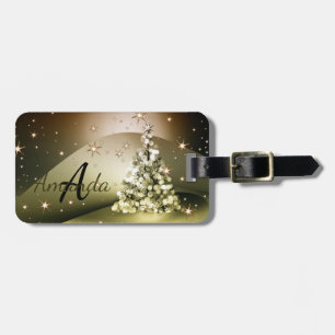 Etiqueta De Bagagem Estrelas Shinle Sparkle da Árvore do Ouro de Natal