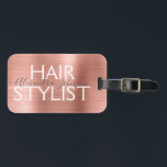 Etiqueta De Bagagem Estylist para o cabelo de metal, com tinta e Rosa<br><div class="desc">Beleza estrelada de cabelo de metal,  cor-de-rosa e Dourada,  fornece Nome de etiqueta para um Salão. O nome e a profissão podem ser alterados para serem utilizados em qualquer tipo de empresa. Entre em contato com o designer para obter itens adicionais correspondentes.</div>