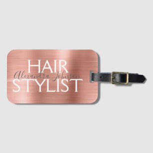 Etiqueta De Bagagem Estylist para o cabelo de metal, com tinta e Rosa 