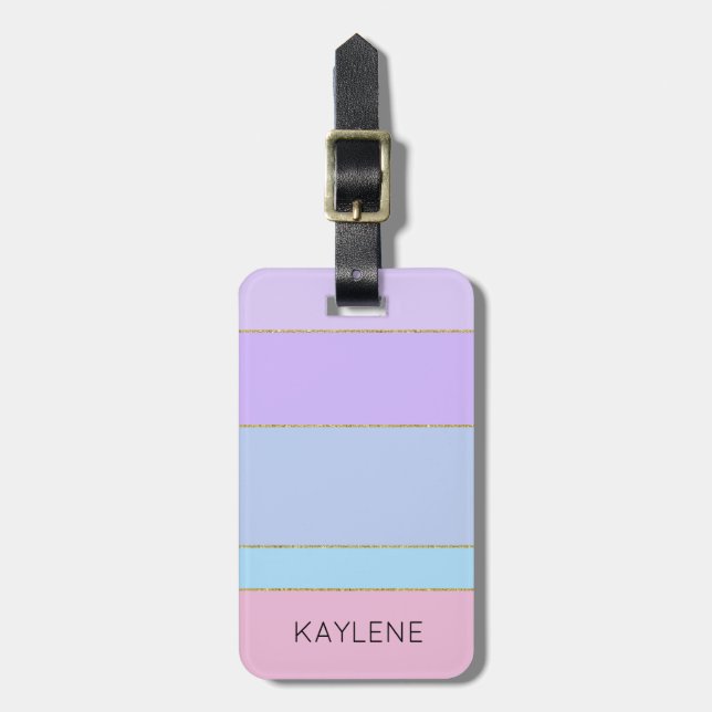 Etiqueta De Bagagem Etiqueta de Trim Dourado Personalizado com faixas  (Frente Vertical)