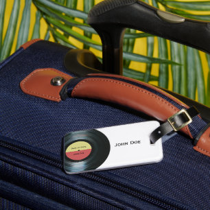 Etiqueta De Bagagem Etiqueta do Registro de Música do Vinil Preto