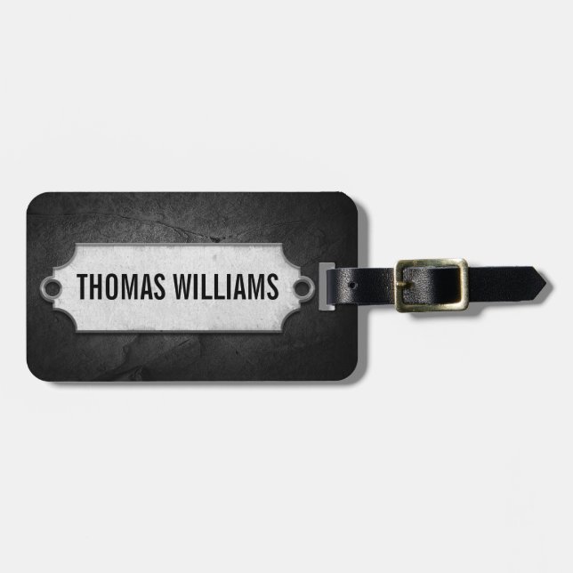 Etiqueta De Bagagem Etiqueta Metálica Em Black Slate Rock (Frente Horizontal)