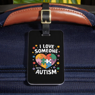 Etiqueta De Bagagem Eu Amo Alguém Com Consciência Autista