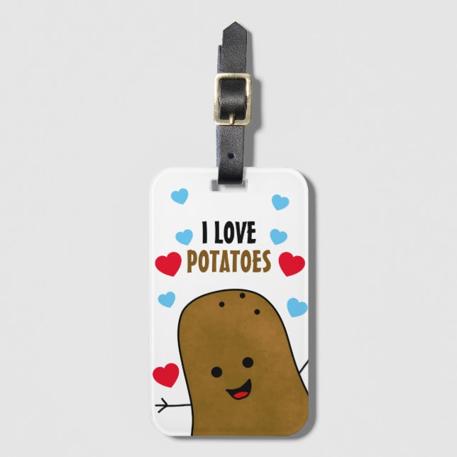 Etiqueta De Bagagem Eu Amo Batatas (Frente Vertical)